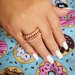 Seed Bead Flexible Ring Set - Rose Tea Cake